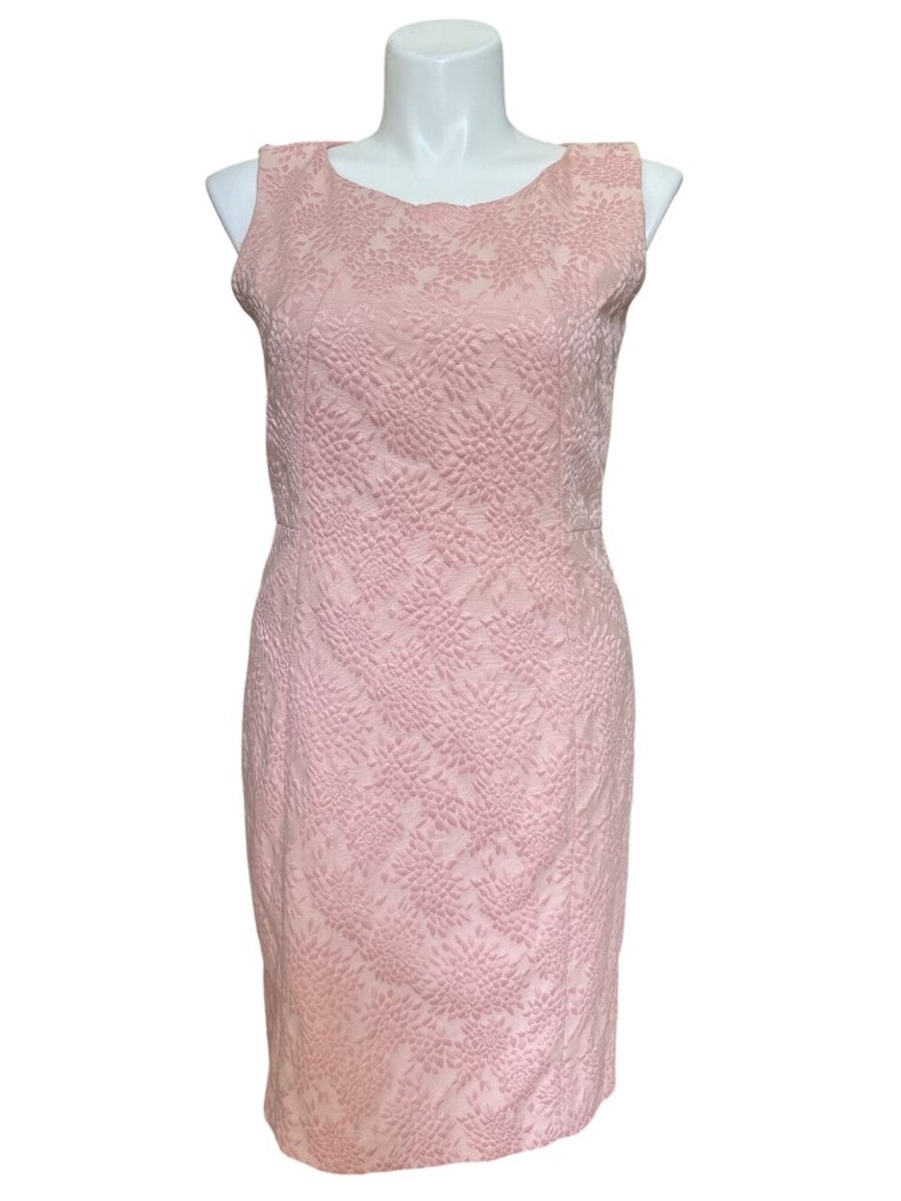 Talbots Women's Blush Pink Sleeveless Floral Jacquard Sheath Dress Size 14